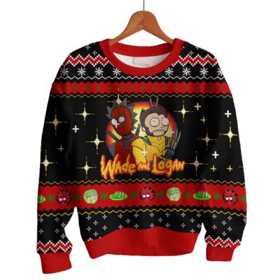 Rick and Morty or Wade and Logan in Deadpool multiverse Ugly Sweater