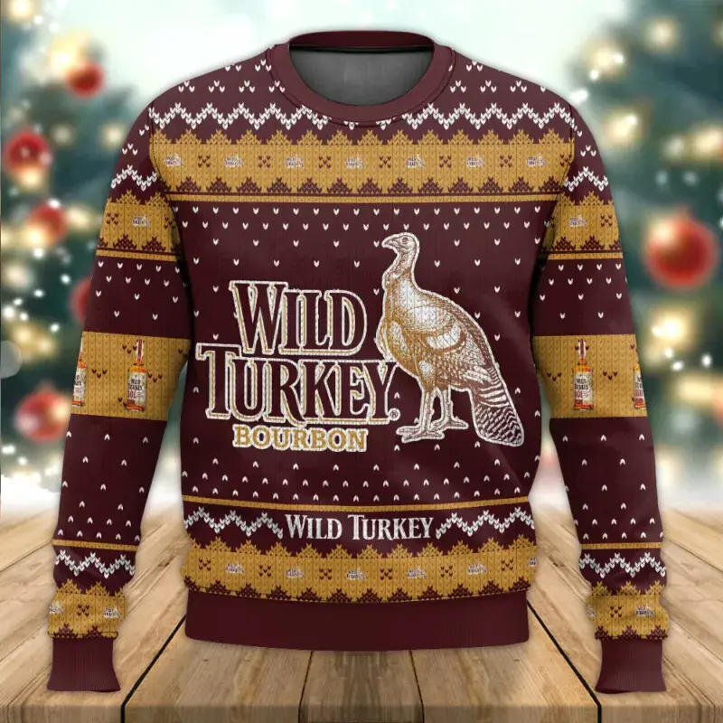 Wild Turkey Bourbon Whiskey Christmas Ugly Sweater