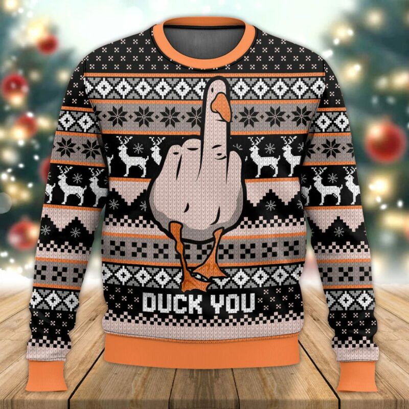 Duck You Funny Christmas Ugly Sweater