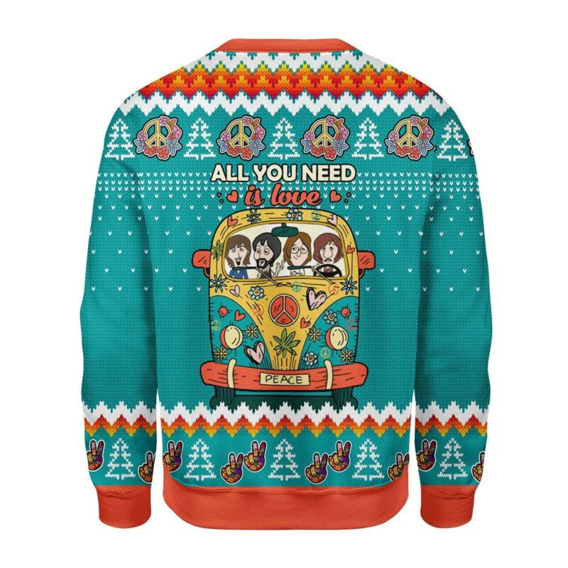 All You Need Is Love Hippie Ugly Christmas Sweater