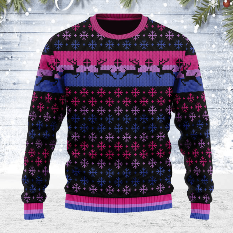 Bisexual Pride Flag Ugly Christmas Sweater