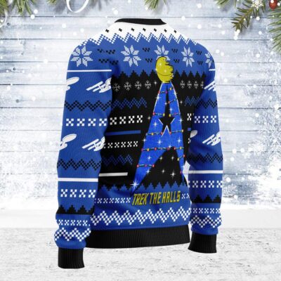 Christmas Sweater Star Trek The Halls Blue