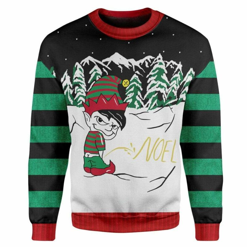 Custom T-shirt - Long Sleeves Ugly Christmas Boy's Peeing Christmas Sweater Jumper