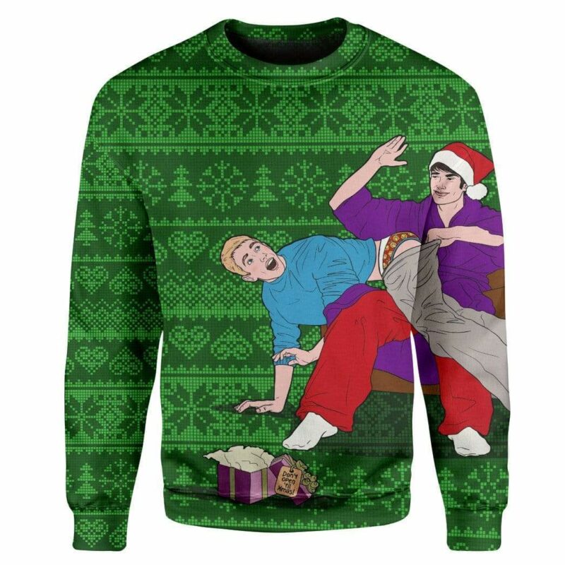 Custom T-shirt - Long Sleeves ugly christmas naughty Christmas Sweater Jumper