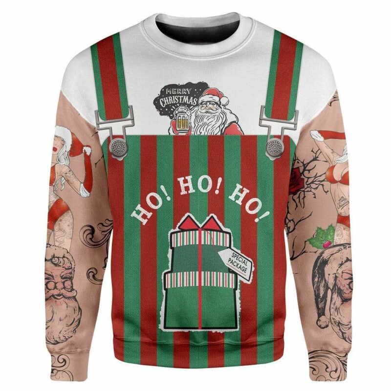 Custom T-shirt - Long Sleeves Ugly Christmas Santa Sweater Jumper