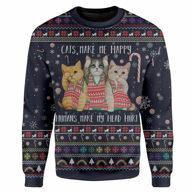 Custom Ugly Cat Christmas Sweater Jumper