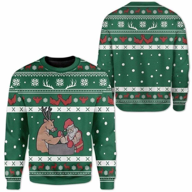 Custom Ugly Christmas Reindeer And Santa Sweater Jumper