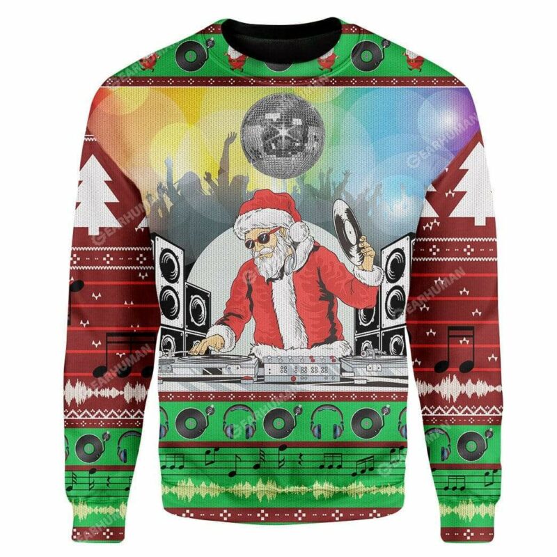 Custom Ugly DJ Santa Christmas Sweater Jumper