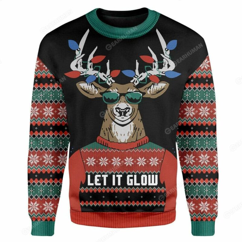 Custom Ugly Let It Glow Christmas Sweater Jumper