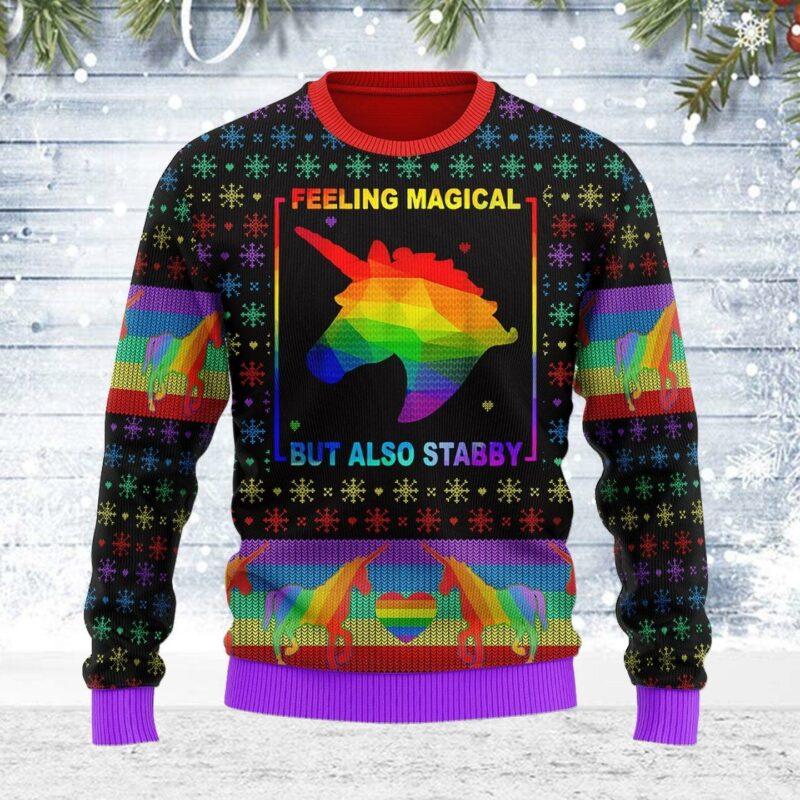 Feeling Magical But Also Stabby Ugly Christmas Sweater