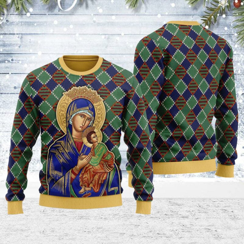 Our Lady of Perpetual Help Crowned Christmas Sweater