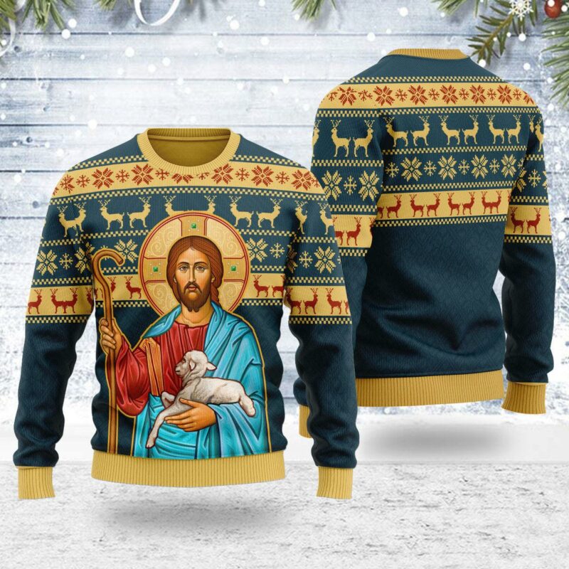 The Good Shepherd Artwork Christmas Sweater