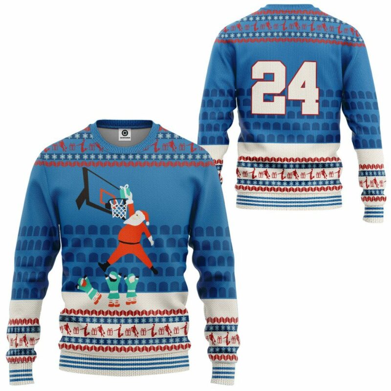 3D 24 KB Santa Claus Basketball Christmas Ugly Sweater