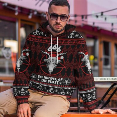 3D 666 The Number Of The Feast Ugly Christmas Sweater Custom Hoodie Apparel