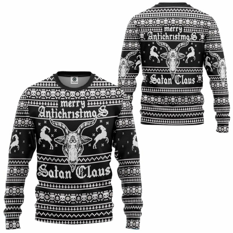 3D Antichristmas Satan Claus Ugly Christmas Sweater Custom Sweatshirt Apparel