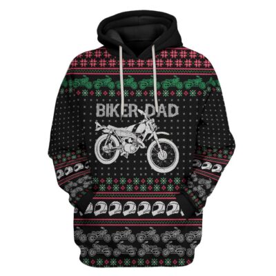 3D Biker Dad Braaap Ugly Christmas Sweater Tshirt Hoodie Apparel