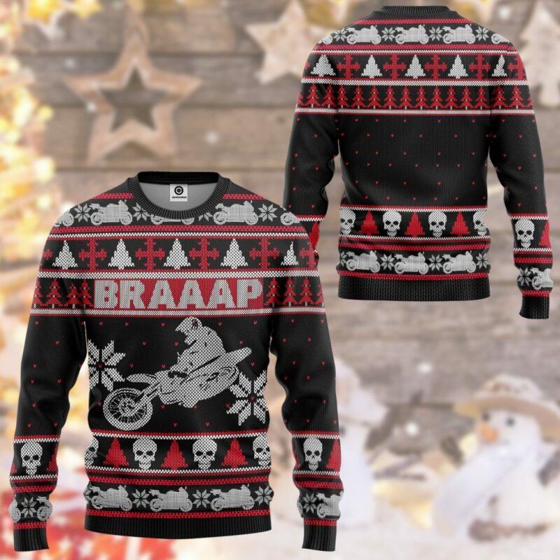 3D Braaap Dirt Bike Ugly Christmas Sweater