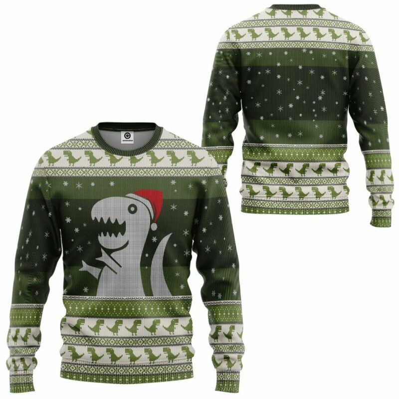 3D Christmas Dino Ugly Sweater