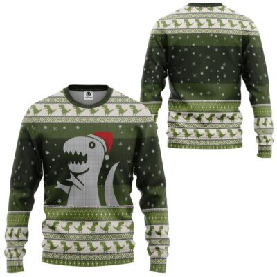 3D Christmas Dino Ugly Sweater Custom Tshirt Hoodie Apparel