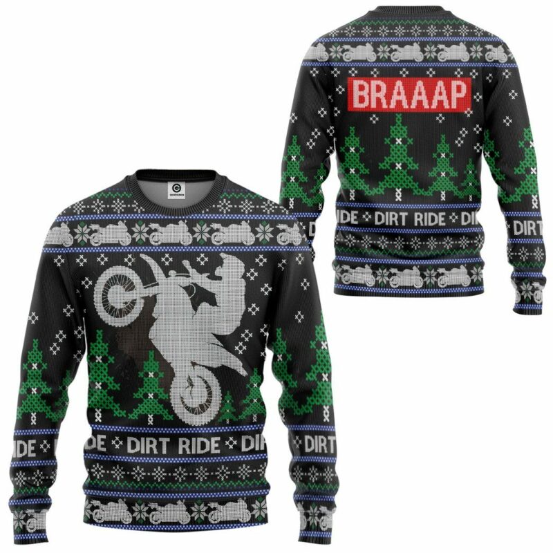 3D Dirt Ride Braaap Ugly Christmas Sweater