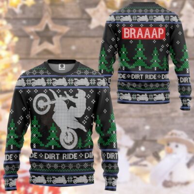 3D Dirt Ride Braaap Ugly Christmas Sweater Tshirt Hoodie Apparel