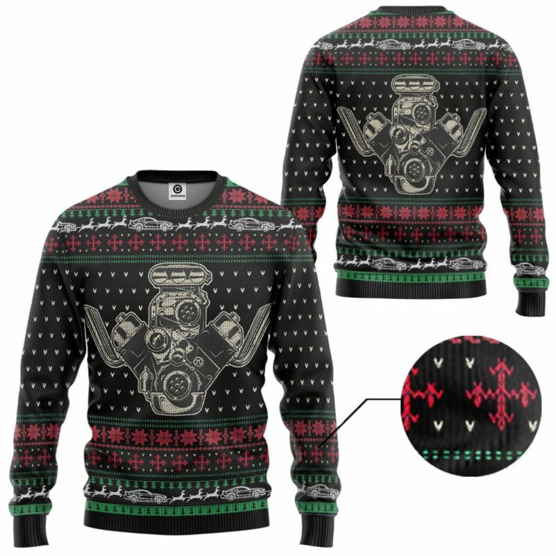 3D Drag Racing Christmas Sweater