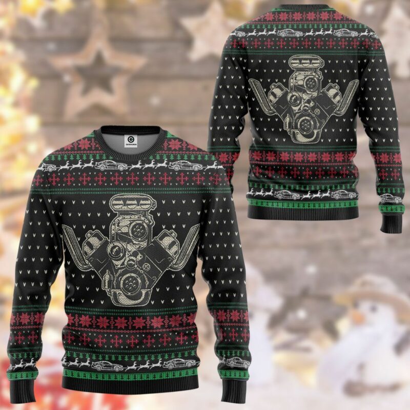 3D Drag Racing Christmas Sweater