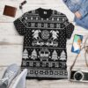 3D FIRE DEPT Firefighter Ugly Christmas Sweater Black Custom Tshirt Apparel