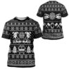 3D FIRE DEPT Firefighter Ugly Christmas Sweater Black Custom Tshirt Apparel