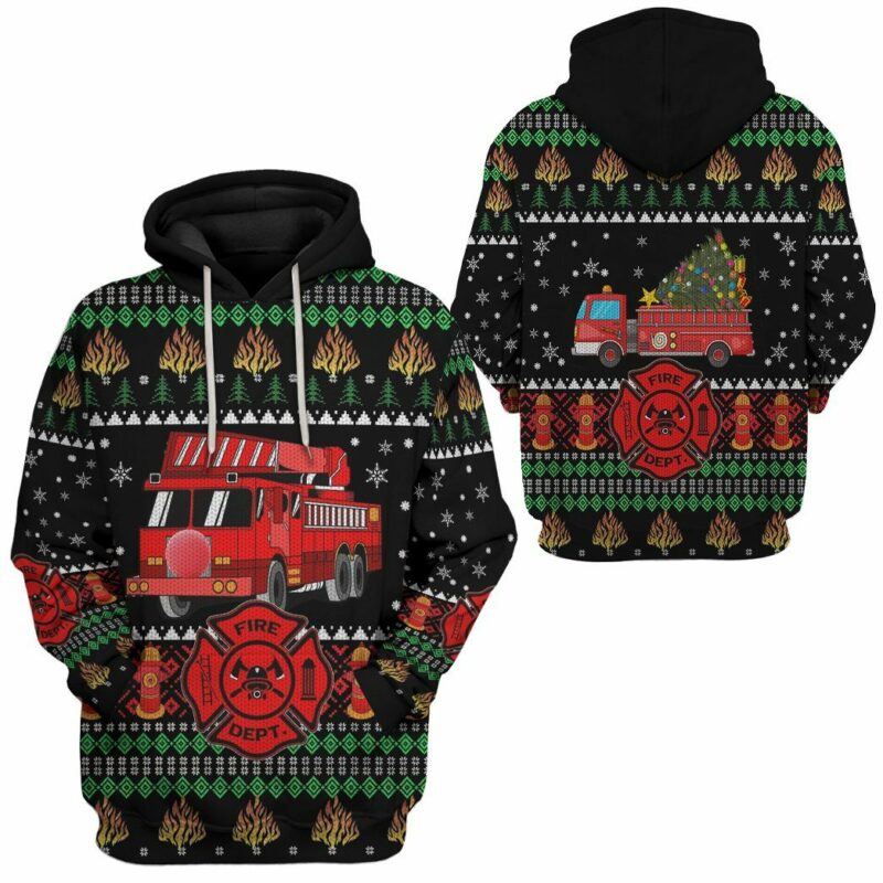 3D Firefighter Truck Custom Hoodie Apparel