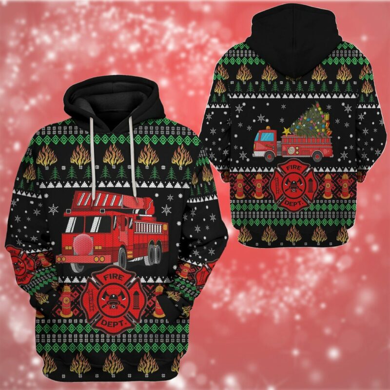 3D Firefighter Truck Custom Hoodie Apparel