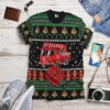 3D Firefighter Truck Ugly Christmas Sweater Custom Tshirt Apparel