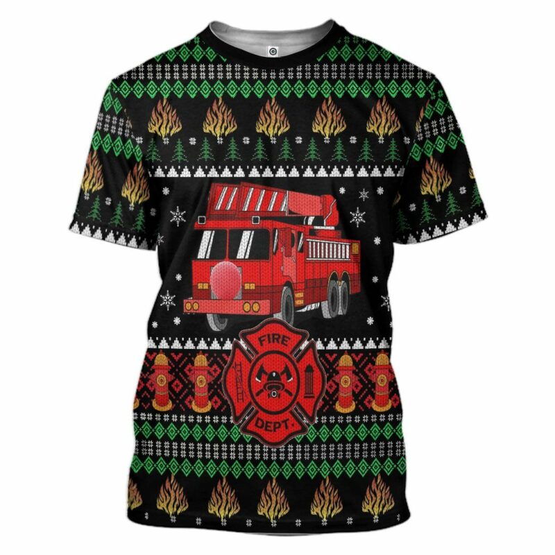 3D Firefighter Truck Custom Tshirt Apparel