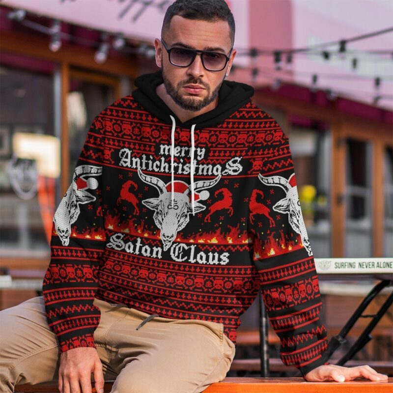 3D Merry Antichristmas Satan Claus Custom Hoodie Apparel