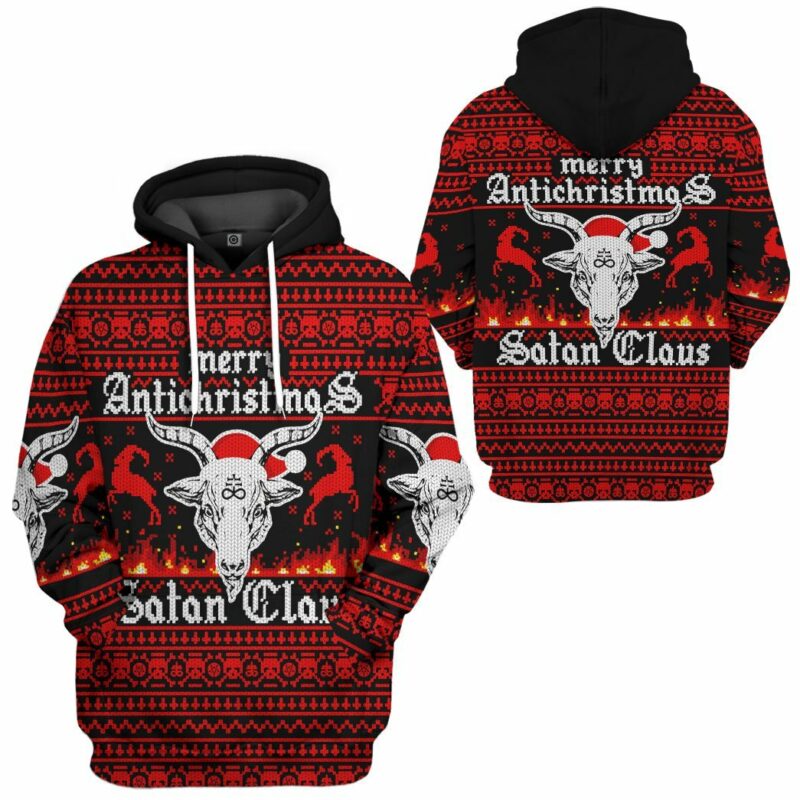 3D Merry Antichristmas Satan Claus Custom Hoodie Apparel