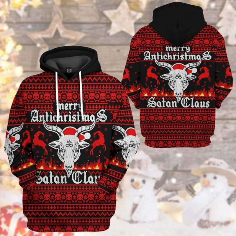 3D Merry Antichristmas Satan Claus Custom Hoodie Apparel