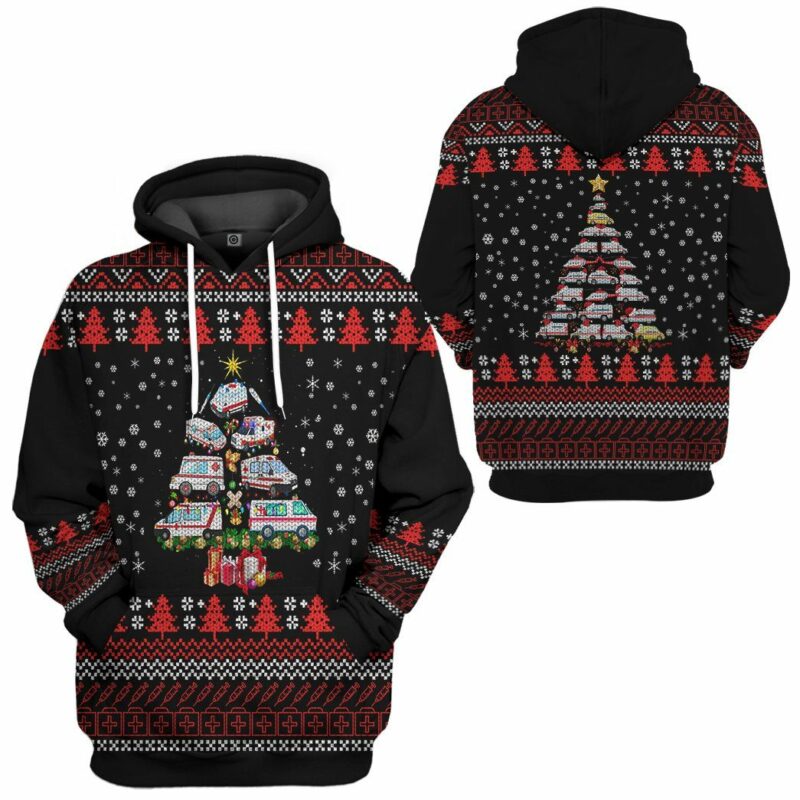 3D Paramedic Ambulance Xmas Tree Custom Hoodie Apparel