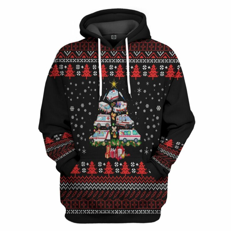 3D Paramedic Ambulance Xmas Tree Custom Hoodie Apparel