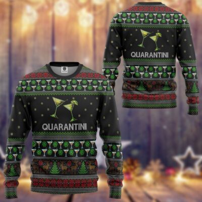 3D Quarantini Ugly Christmas Sweater Custom Tshirt Hoodie Apparel