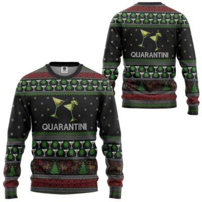 3D Quarantini Ugly Christmas Sweater Custom Tshirt Hoodie Apparel