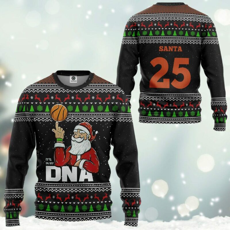 3D Santa Claus 25 Basketball Christmas Ugly Sweater