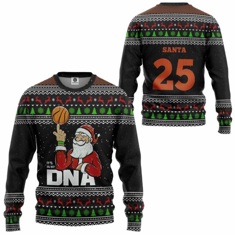 3D Santa Claus 25 Basketball Christmas Ugly Sweater