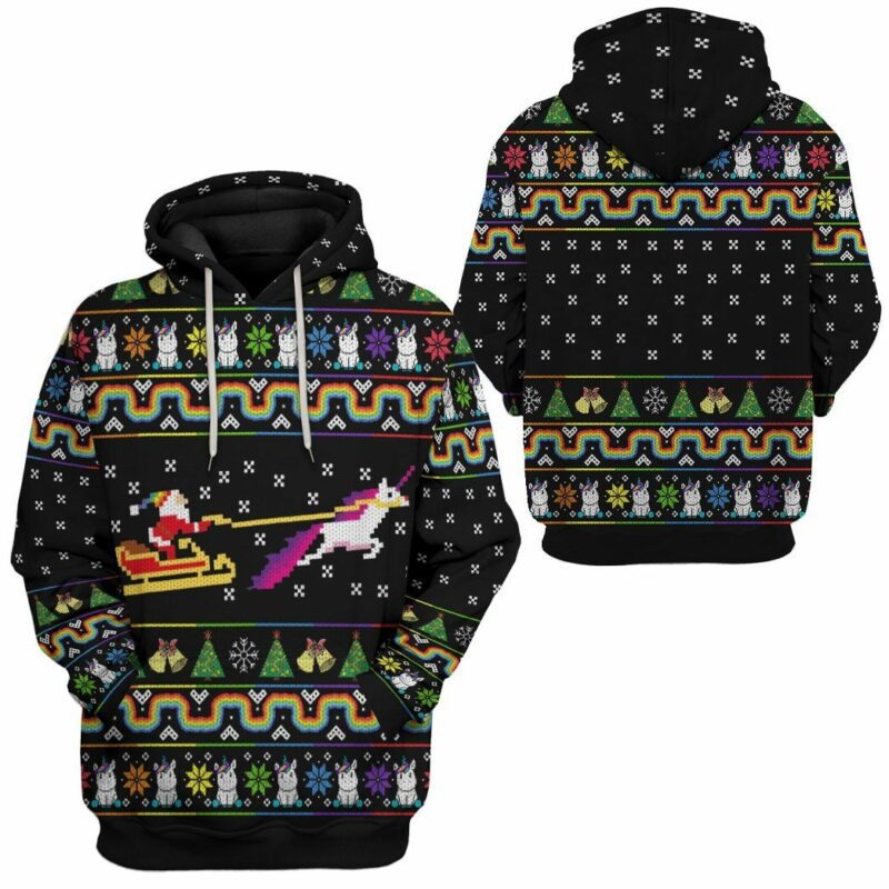 3D Unicorn Xmas Custom Hoodie