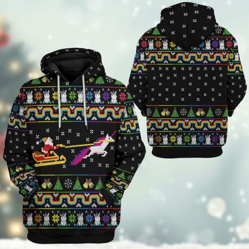 3D Unicorn Xmas Custom Hoodie