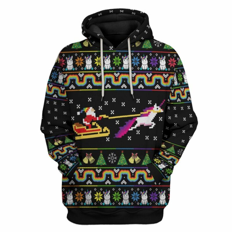 3D Unicorn Xmas Custom Hoodie