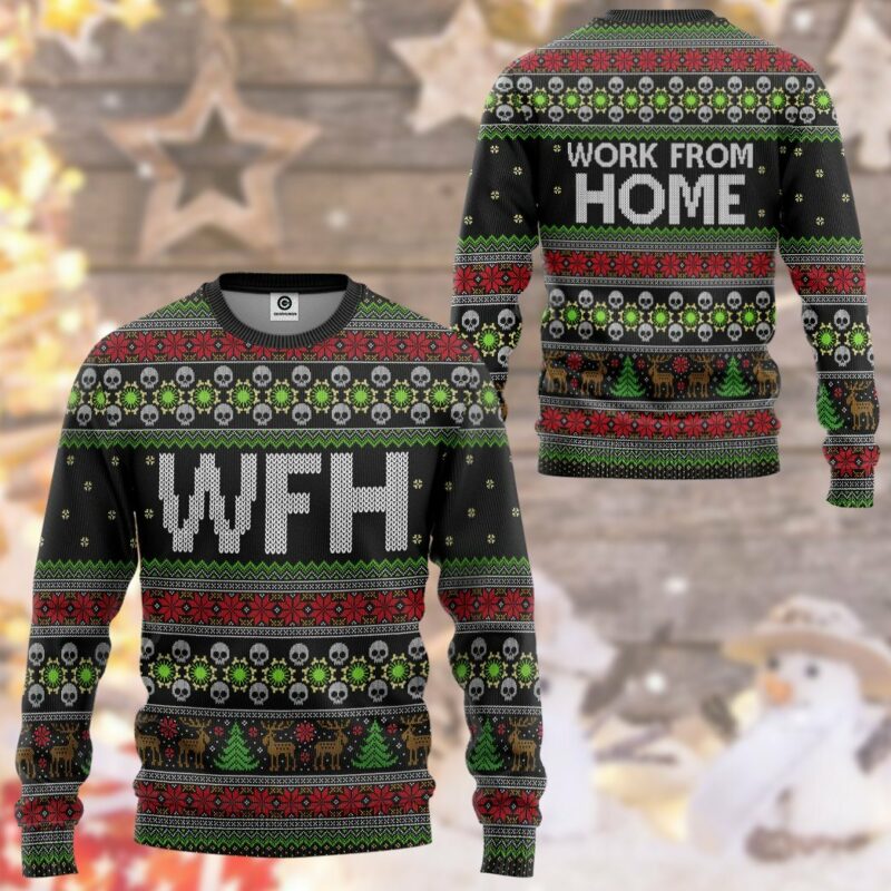 3D WFH Work From Home Ugly Christmas Sweater