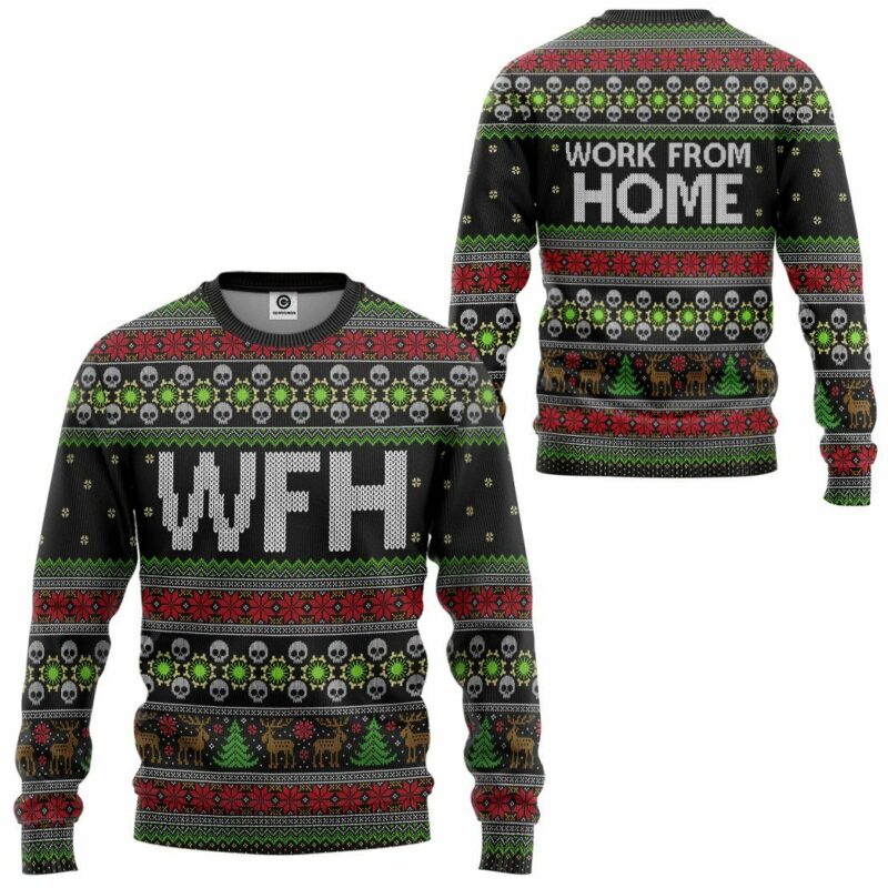 3D WFH Work From Home Ugly Christmas Sweater