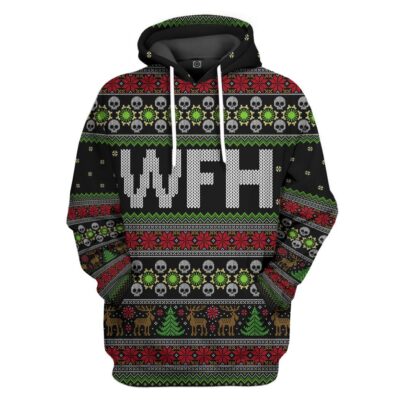 3D WFH Work From Home Ugly Christmas Sweater Custom Tshirt Hoodie Apparel