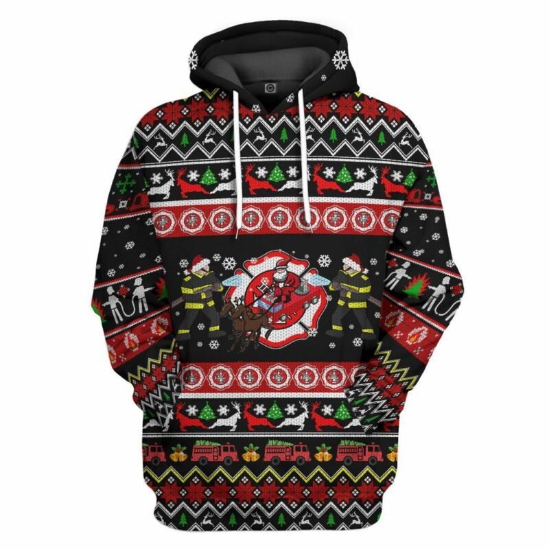 3D Xmas Firefighter Custom Hoodie