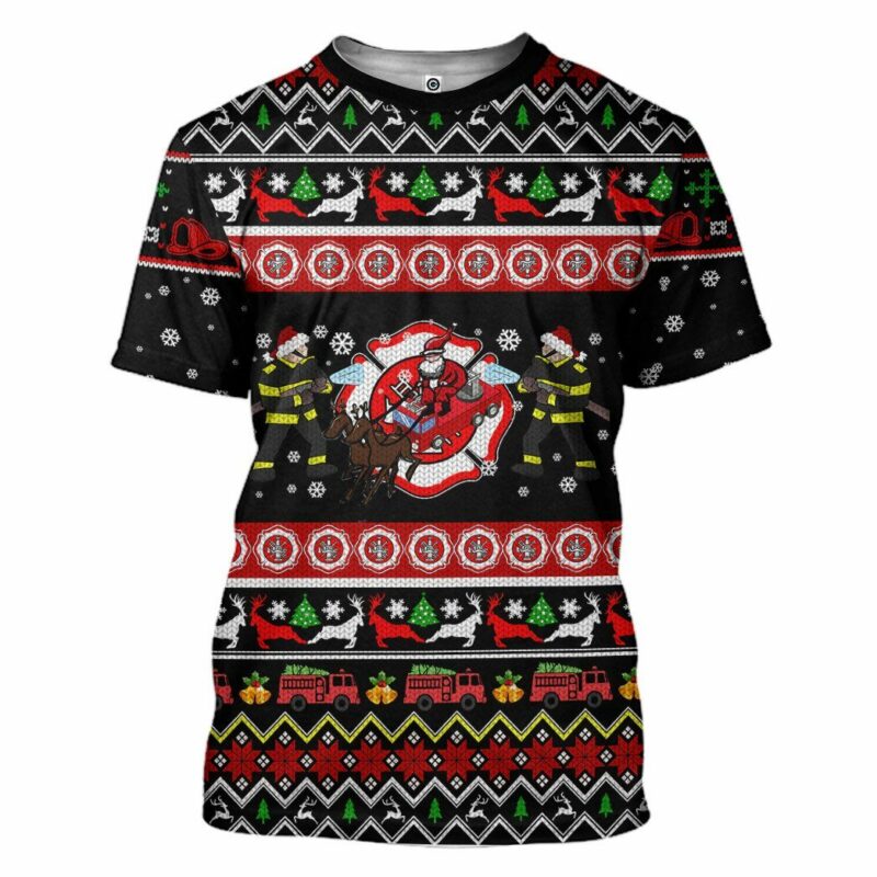 3D Xmas Firefighter Custom Tshirt